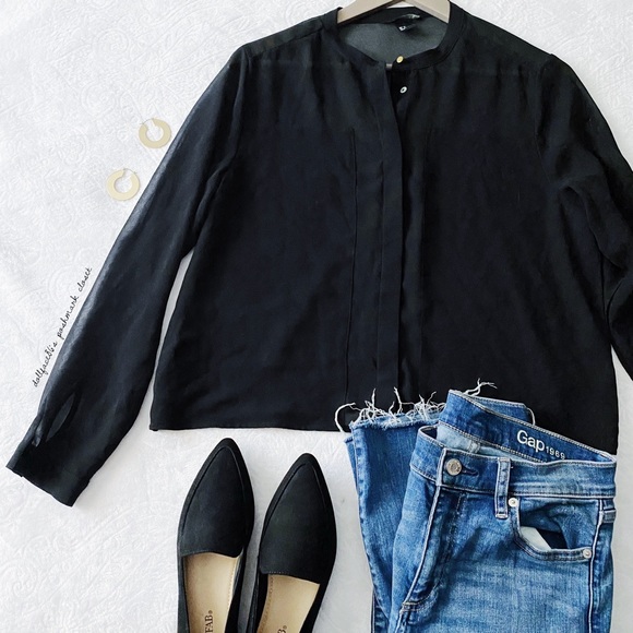 H&M Tops - H&M Black Sheer Cropped Blouse